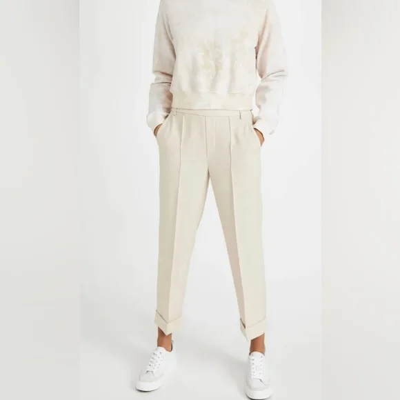 Vince Cuffed Tapered Pull-On Pant in Sandstone Crepe, XS - Picture 2 of 16